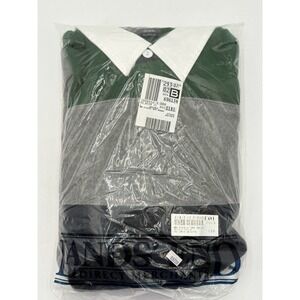 Vintage Lands' End Fleece Rugby Shirt NOS‎ Hong Kong Colorblock L Heavy